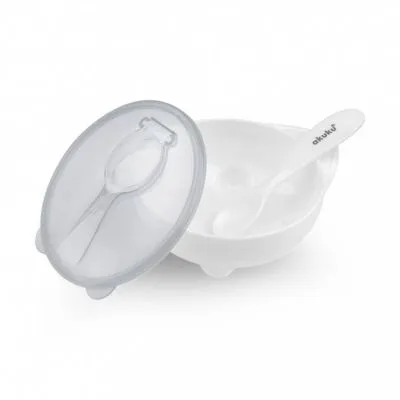 Akuku dubenėlis su dangteliu ir šaukšteliu, A0424-WHITE - Maisto laikymo indeliai ir įrankiai