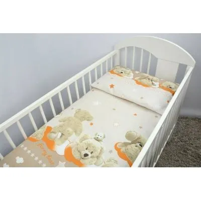 Ankras 2 dalių patalynės užvalkalų komplektas "Funny Bear", Ruda