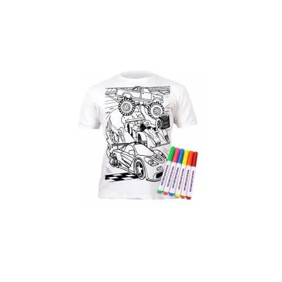 Spalvinami marškinėliai, Mašinos 7-8 metai (plotis 43 cm, ilgis