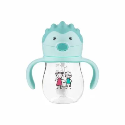 Akuku neišsiliejantis mokomasis puodelis 250 ml su svareliu ir dviem rankenėlėmis, A0033 - Vaikiškos gertuvės