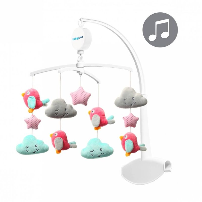 BabyOno muzikinė karuselė paukščiukai ir debesėliai