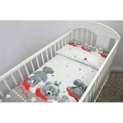 Ankras 2 dalių patalynės užvalkalų komplektas "Funny Bear", Pilka