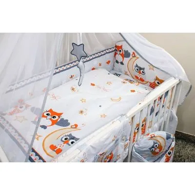 Ankras 360 cm. apsaugėlės lovytei "Pelėdos", Pilka