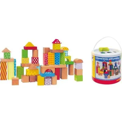 Medinės kaladėlės kibirėlyje 50vnt.