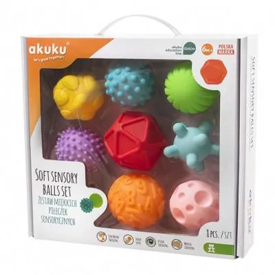 Akuku minkšti sensoriniai kamuoliukai, 8 vnt., A0452 - Edukaciniai