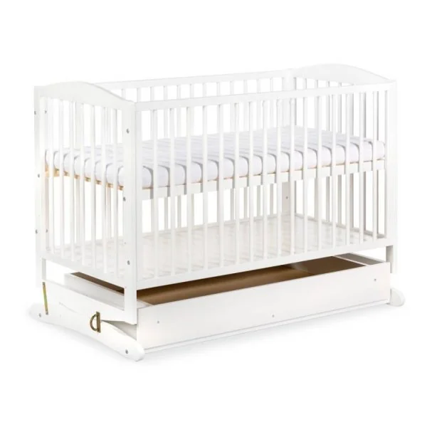 Supama gultiņa KLUPŠ Henry/Radek ar atvilktni - Balta