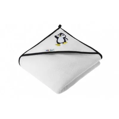 Akuku rankšluostis su gobtuvu 100x100cm Pingvinas, A1240 - Rankšluosčiai