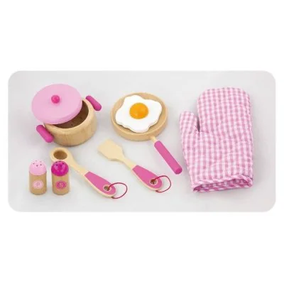 Medinis virtuvės indų rinkinys Viga, rožinis, 50116 - Virtuvės reikmenys ir maistas