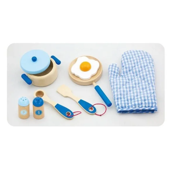Medinis virtuvės indų rinkinys Viga, mėlynas, 50117
