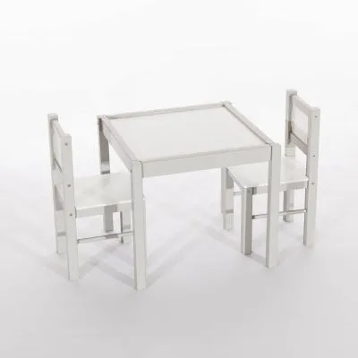 Drewex staliukas ir 2 kėdės, pilka-balta