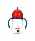 Neišsiliejantis mokomasis puodelis 280 ml su dviem rankenėlėmis ir svareliu, blue/red, A0164