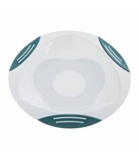 Akuku dubenėlis limpančiu dugnu ir neslystančiais kraštais, white/turq, A0524