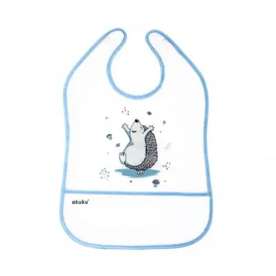 Akuku kūdikio seilinukas ilgomis su užsegimu ir kišenėle, Hedgehog, A0520 30x30 cm - Seilinukai ir kaklaskarės