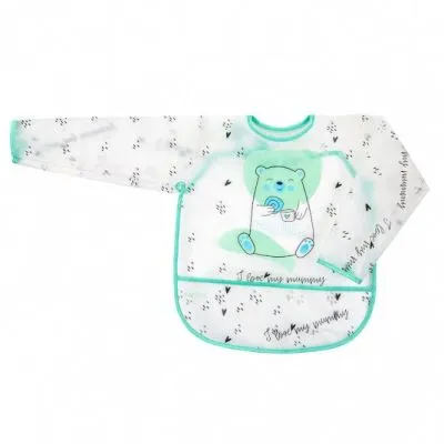 Akuku kūdikio seilinukas ilgomis rankovėmis su užsegimu ir