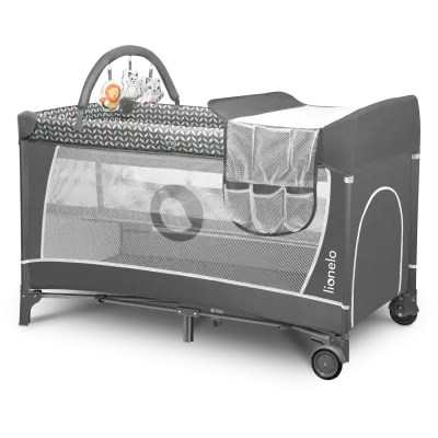 Maniežinė lovytė Lionelo Flower 2in1, Grey Scandi