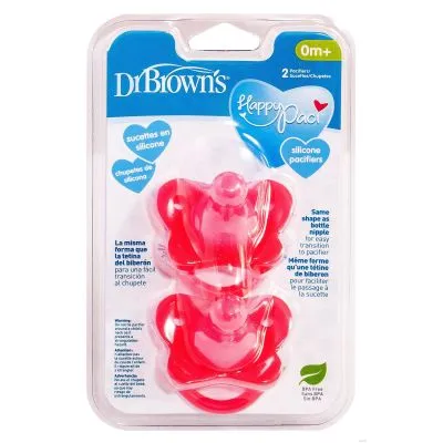 R. BROWN'S vientisi čiulptukai 0-6 mėn.,2vnt. silikoniniai, raudoni