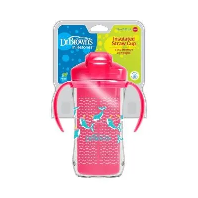 DR.BROWN'S gertuvė dvigubomis sienelėmis su šiaudeliu 300ml