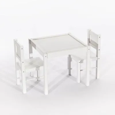 Drewex staliukas ir 2 kėdės, balta