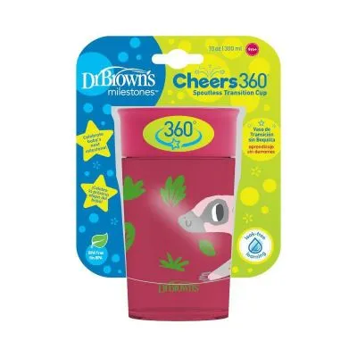 DR. BROWN'S 300 ml gertuvė "CHEERS DECO", 12+ mėn., raudona