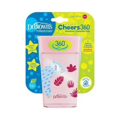 DR. BROWN'S 300 ml gertuvė "CHEERS DECO", 12+ mėn., rožinė