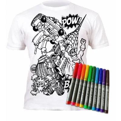 Spalvinami marškinėliai,Super herojai 3-4 metai (plotis 38 cm, ilgis 45 cm)