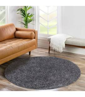 Trumpesnio plauko apvalus kilimas "City Shaggy", dark grey 160x160 cm.