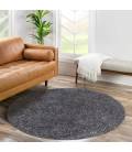 Trumpesnio plauko apvalus kilimas "City Shaggy", dark grey 160x160 cm.