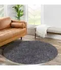 Tumšāka toņa apaļais paklājs "City Shaggy", tumši pelēks 200x200 cm.