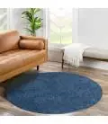 Garāka kaudzes apaļais paklājs "City Shaggy", zils 120x120 cm.