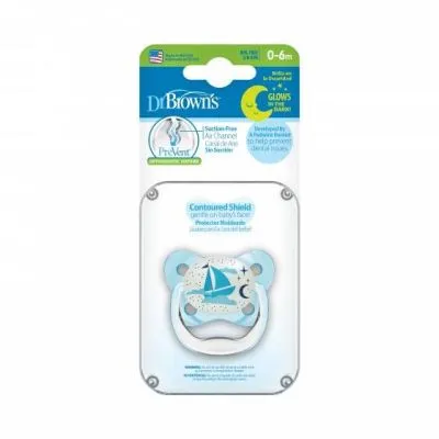 DR. BROWN'S tamsoje šviečiantis čiulptukas PreVent BUTTERFLY