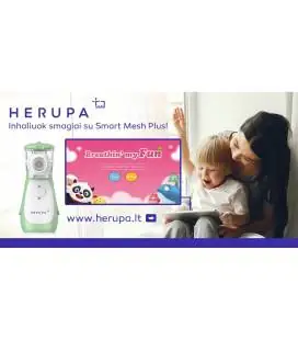Inhaliatorius Herupa Smart Mesh Plus ir App žaidimas inhaliuojant