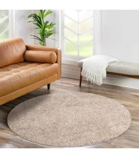 Trumpesnio plauko apvalus kilimas "City Shaggy", sand 120x120 cm.