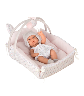 Arias lėlytė su nešykle, Taškuotas zuikutis, 33 cm. AR60283