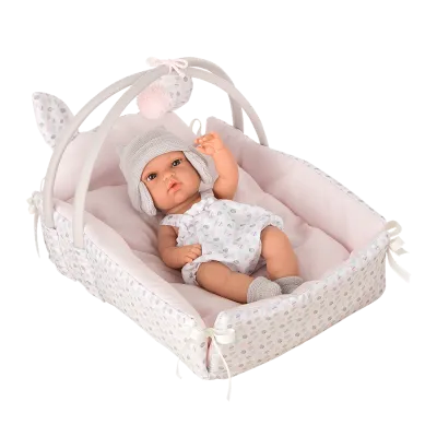 Arias lėlytė su nešykle, Taškuotas zuikutis, 33 cm. AR60283