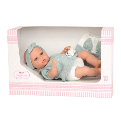 Arias kūdikėlis su maišeliu, žalia, verkia, 33 cm. 