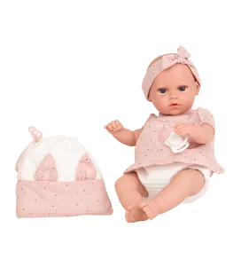 Arias kūdikėlis su maišeliu, rožinė, verkia, 33 cm. AR60627