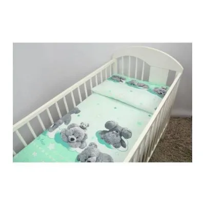 120/90 cm. Ankras 2 dalių patalynės užvalkalų komplektas "Funny Bear", Mėtinė
