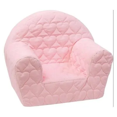 Rožinis dygsniuotas foteliukas su širdutėmis