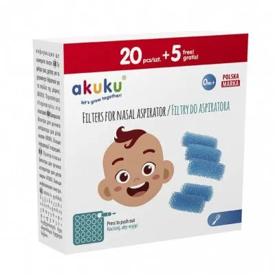 Akuku nosies siurbtuko/aspiratoriaus filtrai, 25 vnt. A0037 - Higienos prekės