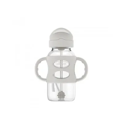 DR.BROWN'S buteliukas plačiu kakleliu su šiaudeliu ir svareliu, pilkas, 270 ml