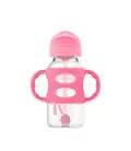 DR.BROWN'S pudelīte ar platu kakliņu ar salmiņu un svaru, rozā, 270 ml