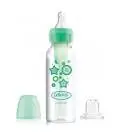 DR.BROWN'S pudelīte pārejošā OPTIONS+ ar šauru kakliņu, zaļa 250ml + silikona snīpis