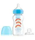 DR.BROWN'S pudelīte pārejošā OPTIONS+ ar platu kakliņu, zila 270ml + silikona snīpis