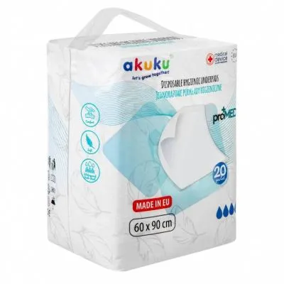Akuku vienkartiniai higieniniai paklotai proMED, 60x90cm, 20 vnt. A0144 - Pervystymo paklotai