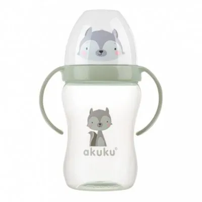 Akuku neišsiliejanti gertuvė, 240 ml su dviem rankenėlėmis, A0220-RACCOON - Vaikiškos gertuvės