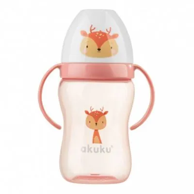 Akuku neišsiliejanti gertuvė, 240 ml su dviem rankenėlėmis, A0221-DEER - Vaikiškos gertuvės