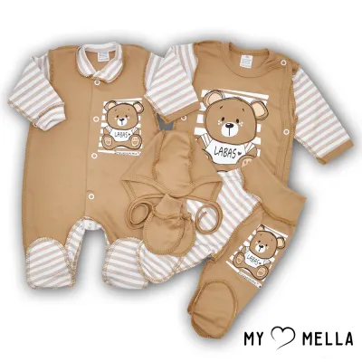 Naujagimio kraitelis penkių dalių "Labas", kakava, 56cm.