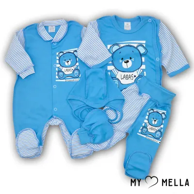 Naujagimio kraitelis penkių dalių "Labas", mėlynas, 56-62 cm.