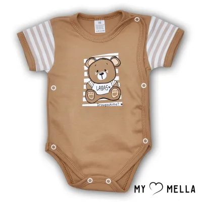 Smėlinukas susiaučiamas "LABAS", kakava, trumpomis rankovėmis 56-62cm.