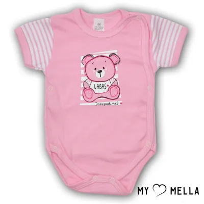 Smėlinukas susiaučiamas "LABAS", rožinis, trumpomis rankovėmis